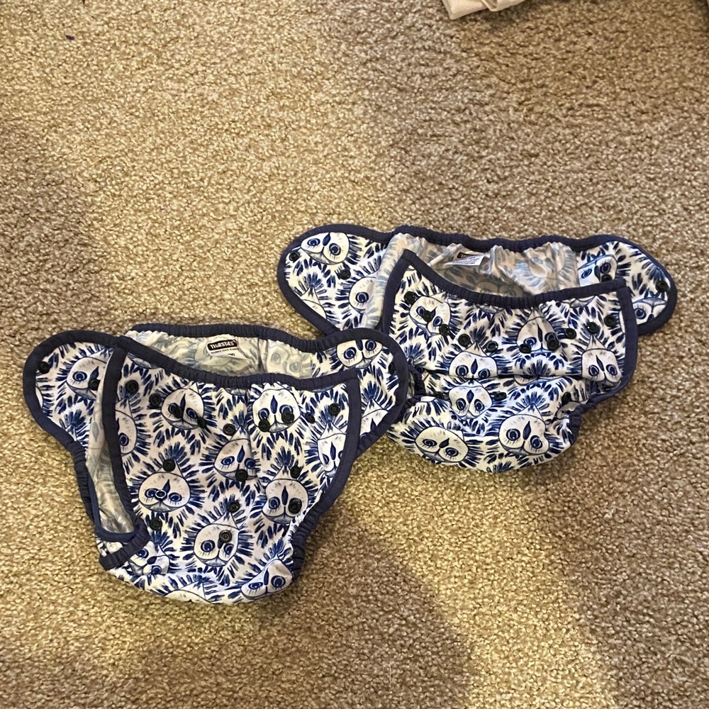 Thirsties size 2 cloth diaper covers. Owl faces. 18-40lbs.
